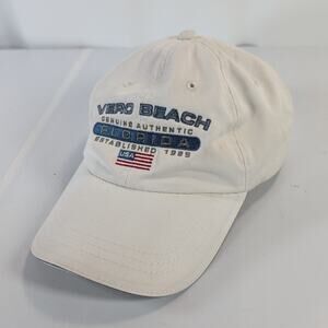 Vero Beach Florida Est 1925 Embroidered Adjustable Strapback Cap Hat White